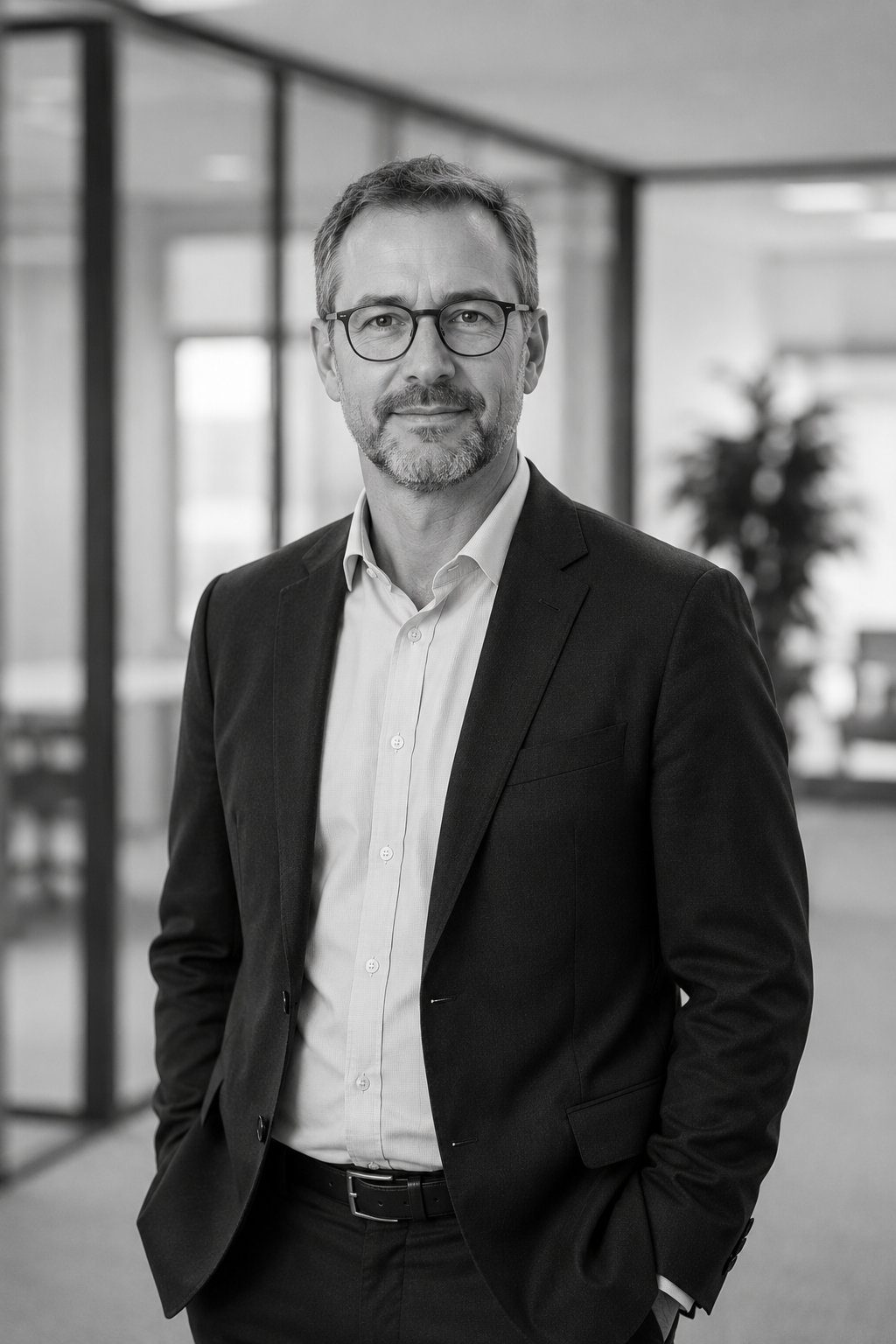 Business headshot photographer Gateshead — black and white corporate portrait